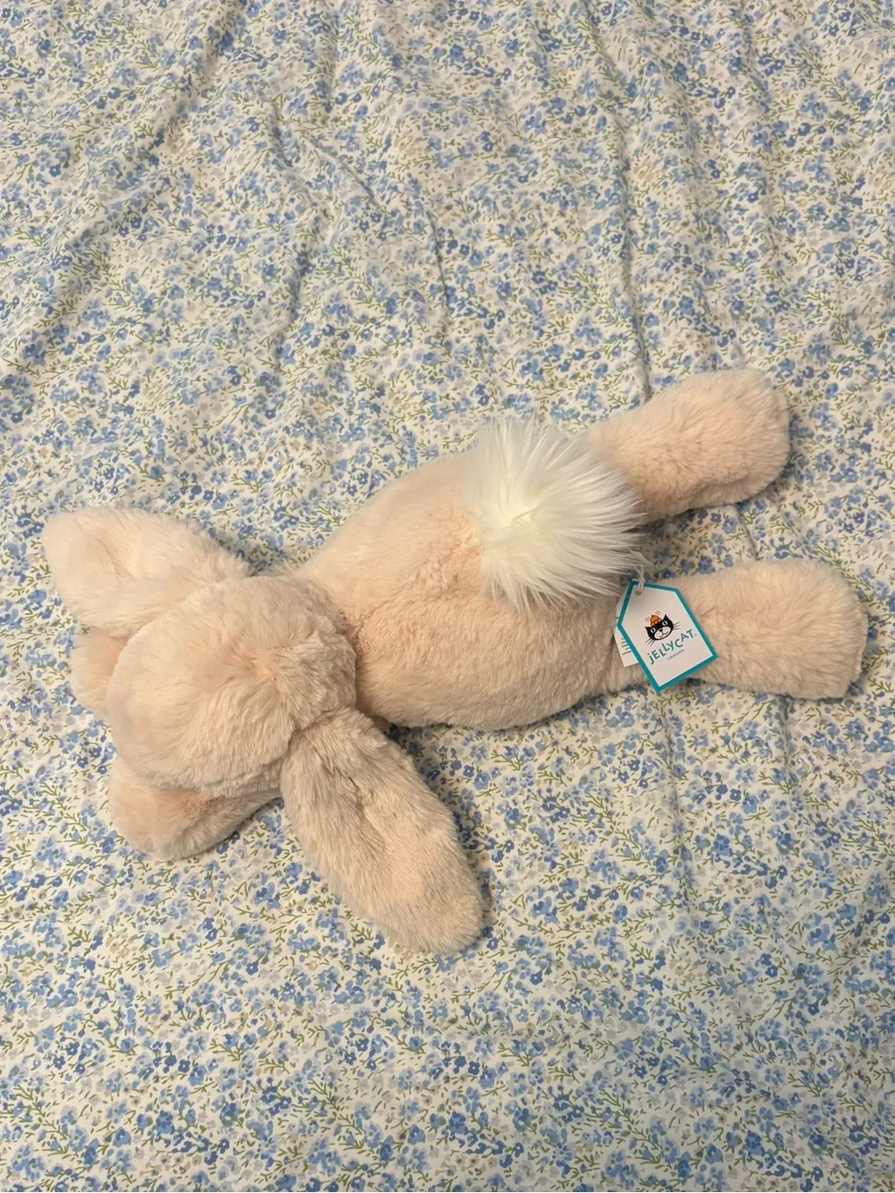 Jellycat Pale Blush Bunny with Fluffy White Tail